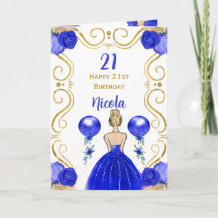 Carte Anniversaire Blonde Princesse Bleue Joyeux Anniver