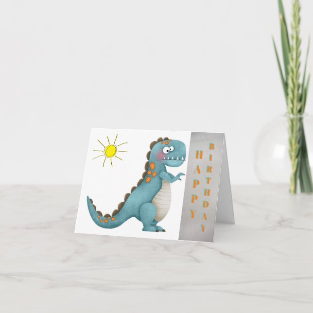 Carte Anniversaire - Blue Dino (Devant)