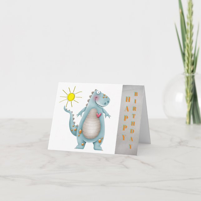 Carte Anniversaire - Blue Dino Design 2 (Devant)