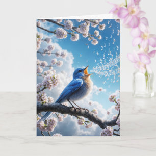 Carte Anniversaire Bluebird chanter sur une branche de c