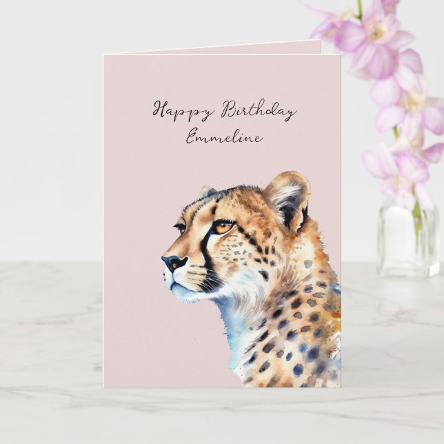 Carte Anniversaire Blush Cheetah (Orchidée)