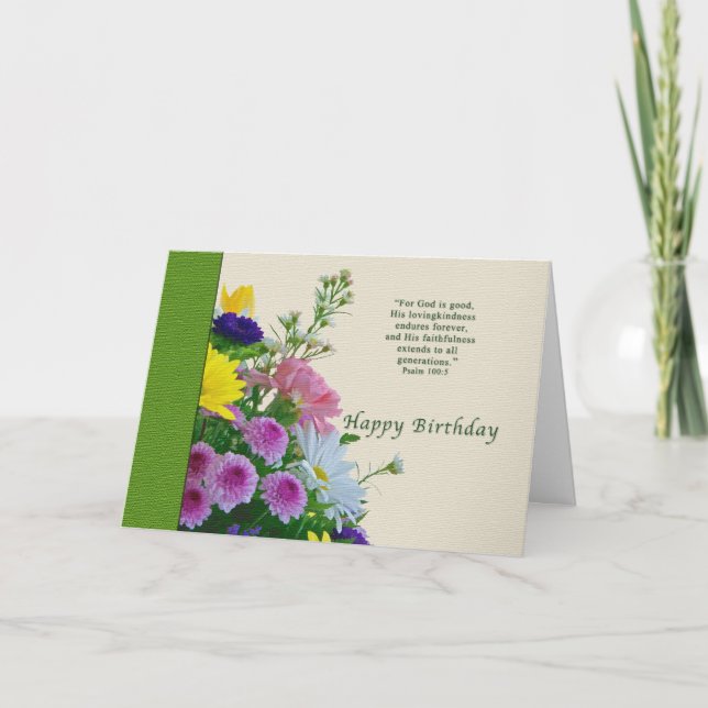 Carte Anniversaire, bouquet floral, religieux (Devant)