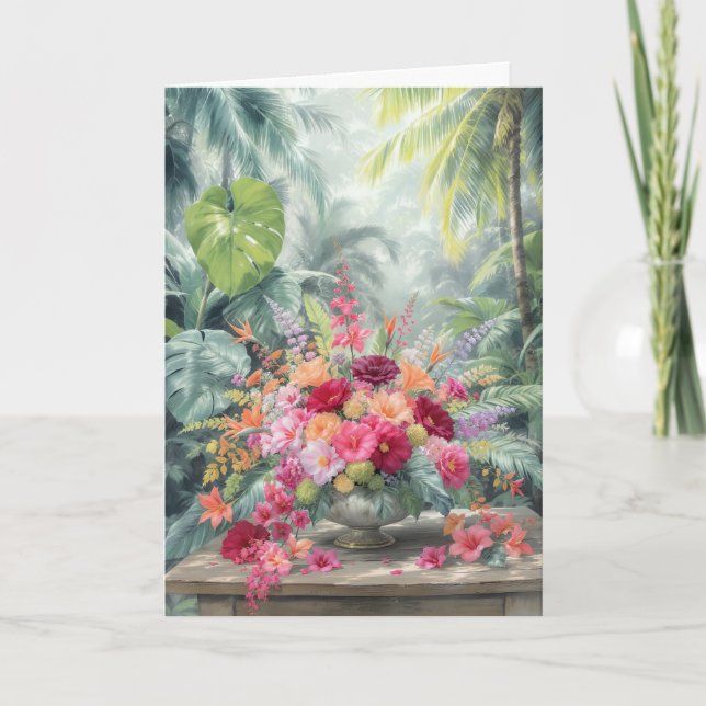 Carte Anniversaire Bouquet Tropical (Devant)