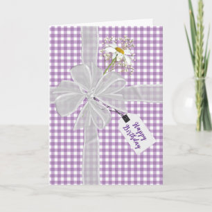 Carte Anniversaire Bow avec Daisy En vichy