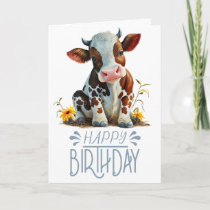 Carte Anniversaire Boy Cute Cow