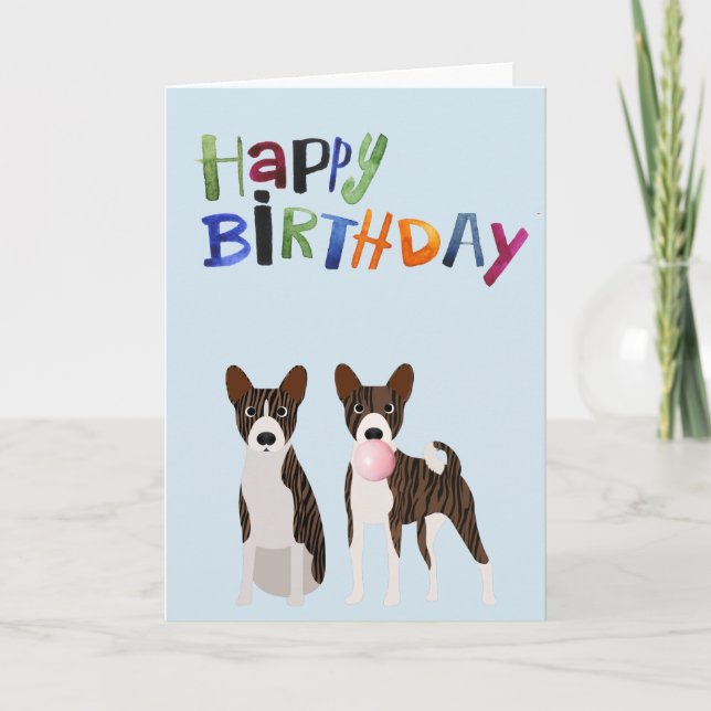Carte Anniversaire Brindle Basenji Chien Animal Bubble G (Devant)
