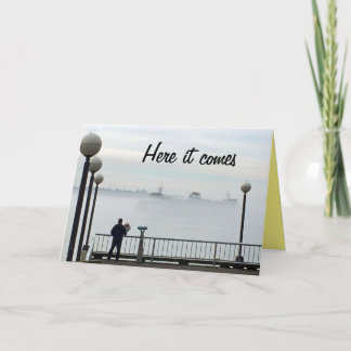 Carte Anniversaire brumeux de ferry-boat de Seattle