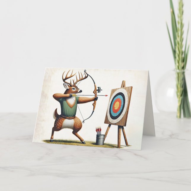 Carte Anniversaire Buck Deer with Bow and Arrow (Devant)