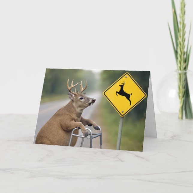 Carte Anniversaire Buck penché sur un marcheur (Devant)