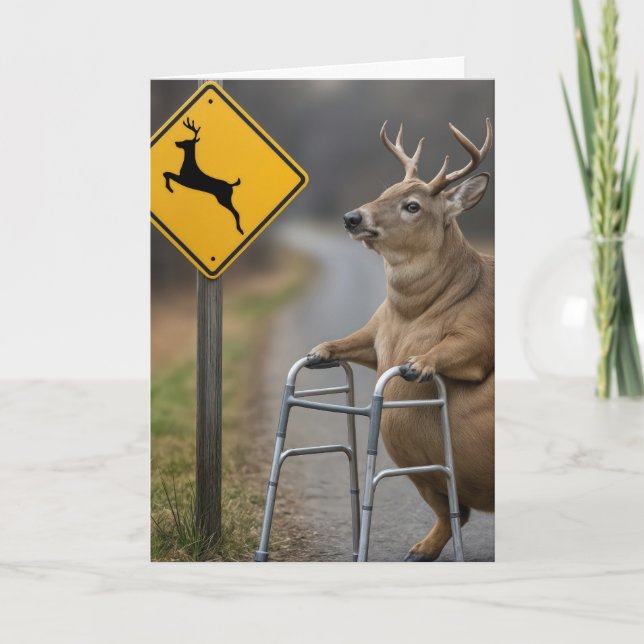 Carte Anniversaire Buck penché sur un marcheur (Devant)