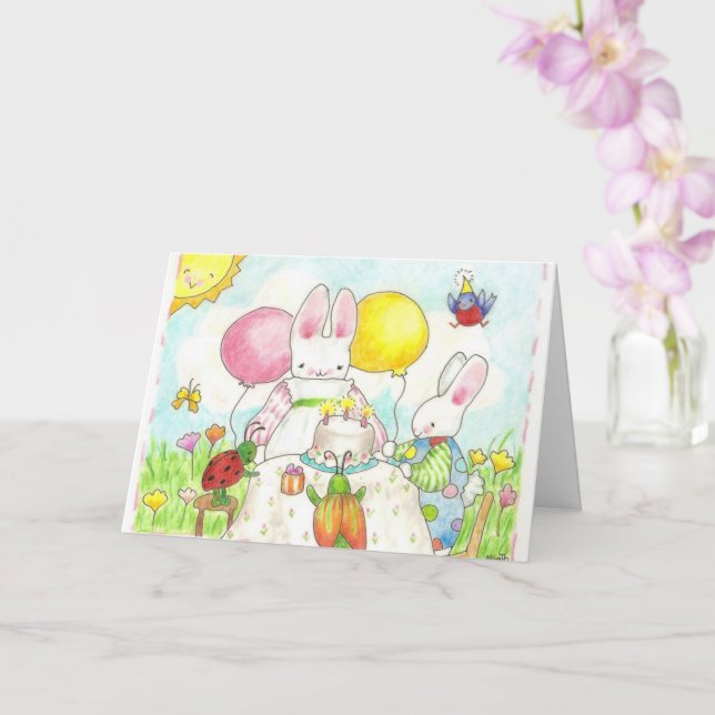 Carte anniversaire Bunny (Orchidée)