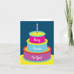 Carte Anniversaire Cake Cute Coloré 1ère Fête Thème