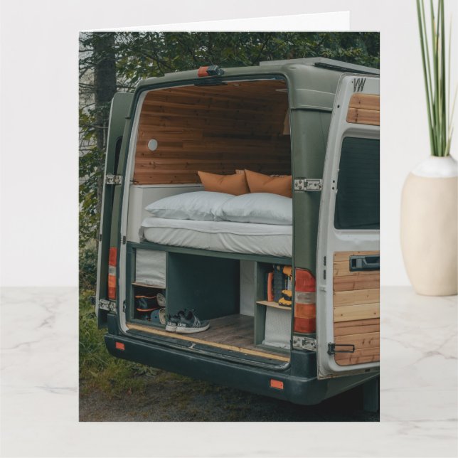 CARTE ANNIVERSAIRE CAMPER PERSONNALISÉ VAN AVENTURE GRAN (Devant)