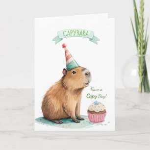 Carte Anniversaire Capybara Drôle Bonne Fête Capy Mignon