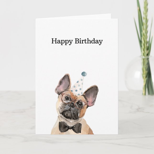 Carte Anniversaire, Carte Française Bulldog (Devant)