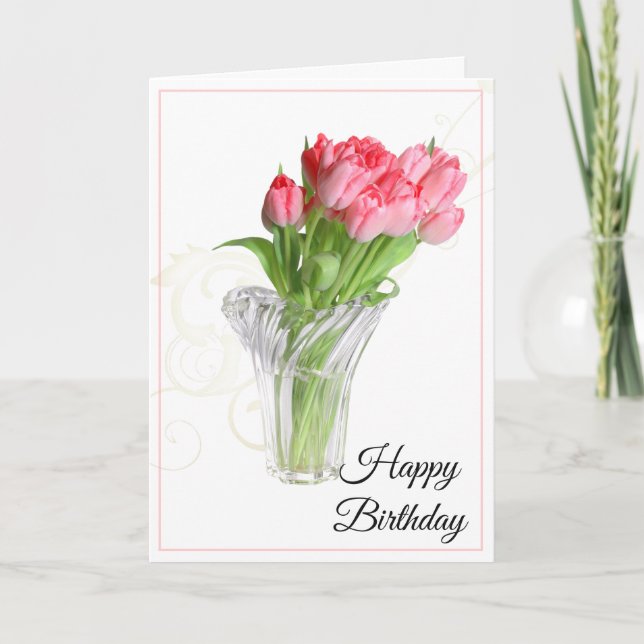 Carte Anniversaire Carte Tulips Rose (Devant)
