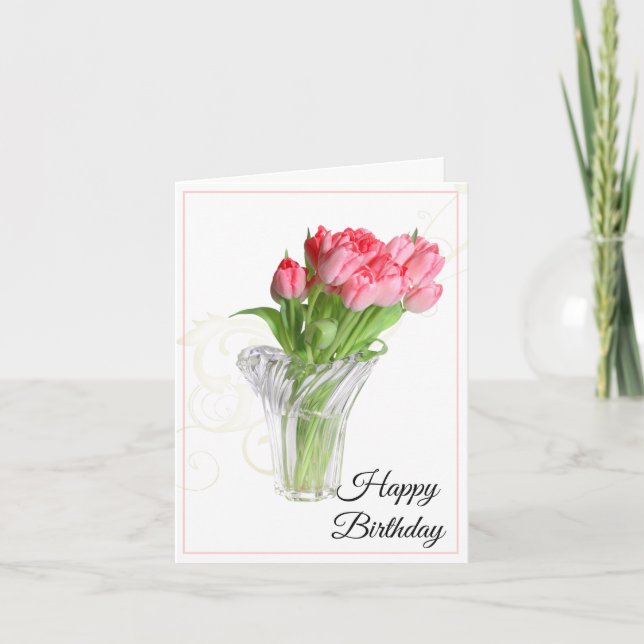 Carte Anniversaire Carte Tulips Rose (Devant)