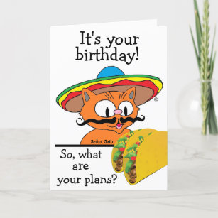 Carte Anniversaire Carton Humoristique Chat Tacos 