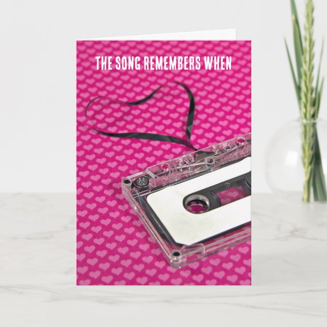 Carte Anniversaire Cassette Coeur de bande (Devant)