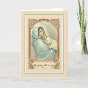 Carte Anniversaire catholique de Vierge Marie Jésus