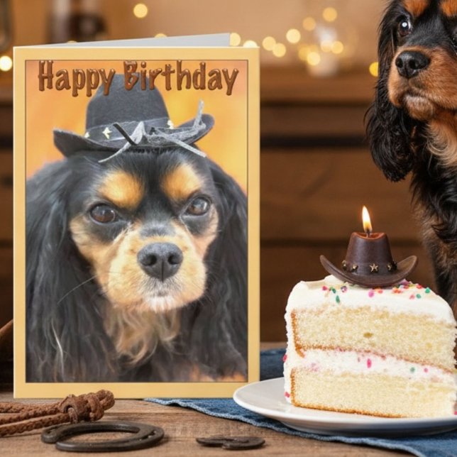 Carte Anniversaire Cavalier King Charles Spaniel Cow-boy (Créateur téléchargé)
