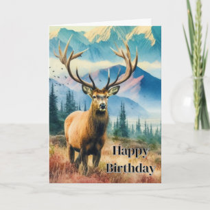 Carte Anniversaire Cerf avec Antlers Salutation