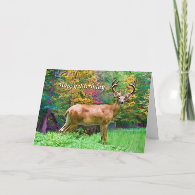 Carte Anniversaire, Cerf dans les Bois Card (Devant)