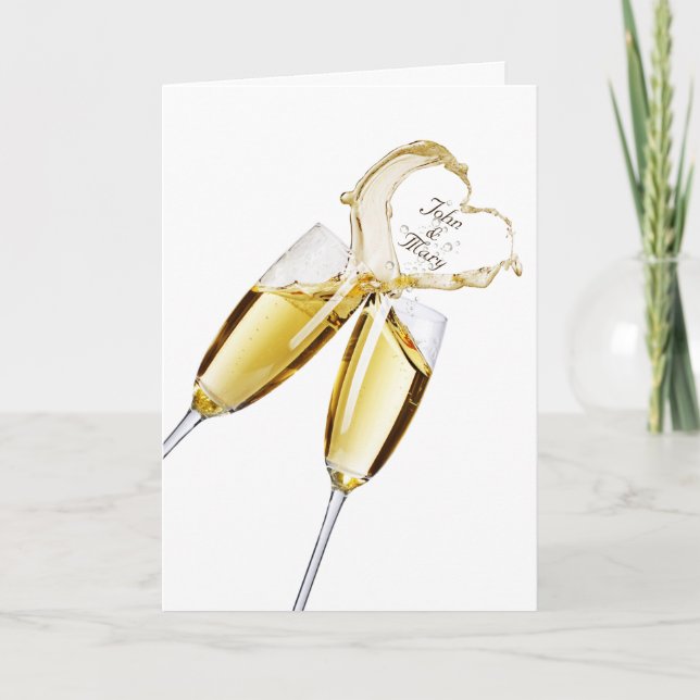 Carte Anniversaire Champagne Coeur toast (Devant)