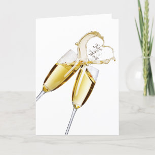 Carte Anniversaire Champagne Coeur toast