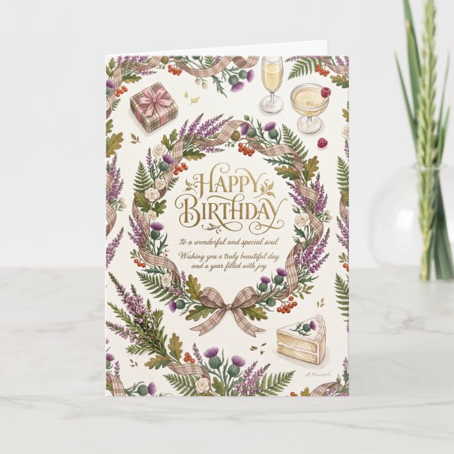 Carte Anniversaire Chardon Écossais (Devant)