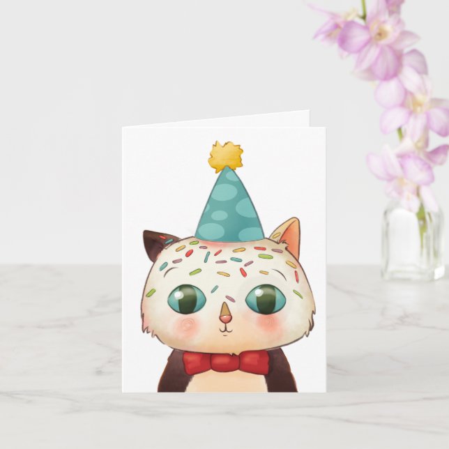 Carte Anniversaire Chat Cute Funny Sprinkit (Orchidée)