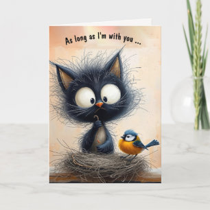Carte Anniversaire Chat et oiseau