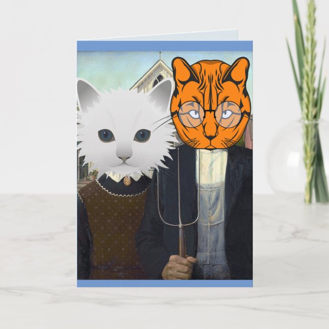 CARTE ANNIVERSAIRE CHAT GOTHIC AMÉRICAIN POUR LUI  (Devant)