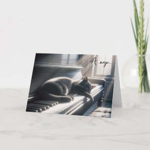 Carte Anniversaire Chat Napping sur une touche de piano