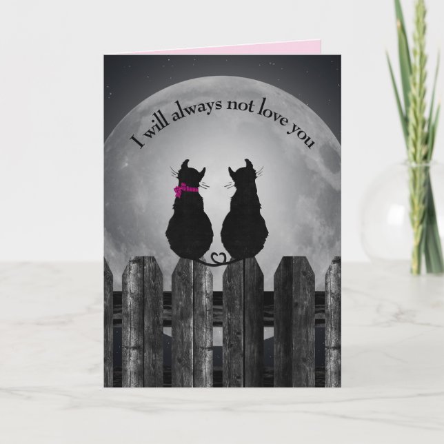 Carte Anniversaire Chats noirs et Lune (Devant)