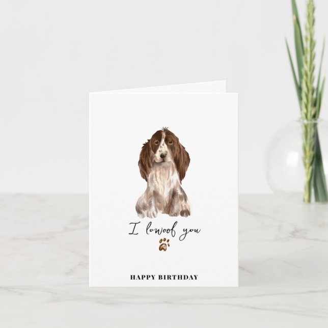 Carte Anniversaire Chien Patte de Spaniel Cocker Brun Ch (Devant)