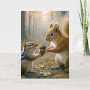 Carte Anniversaire Chipmunk et écureuil avec maïs