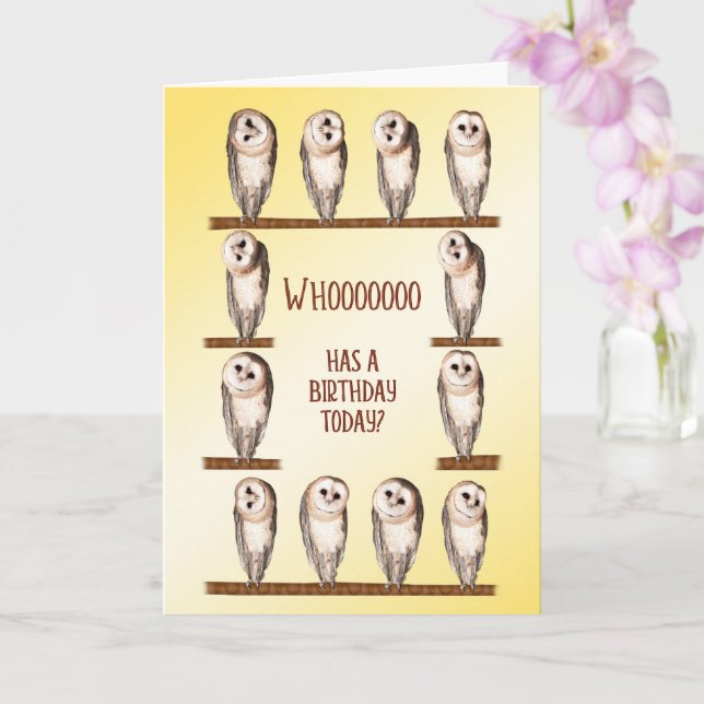 Carte Anniversaire, Chouettes Curieuses (Orchidée)