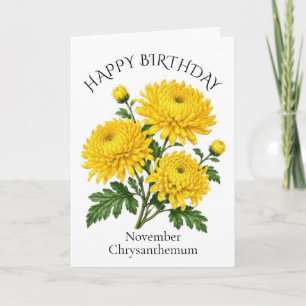 Carte Anniversaire Chrysanthème de Novembre