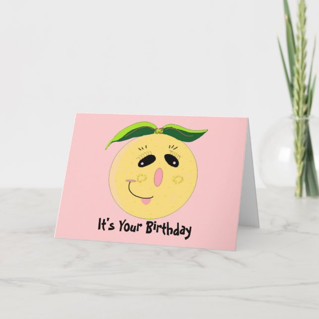Carte Anniversaire Citron Vert Fantaisiste (Devant)