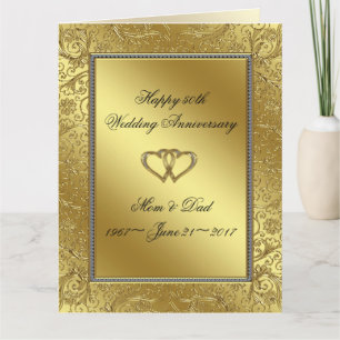 Carte Anniversaire classique du Mariage d'or 8,5x11