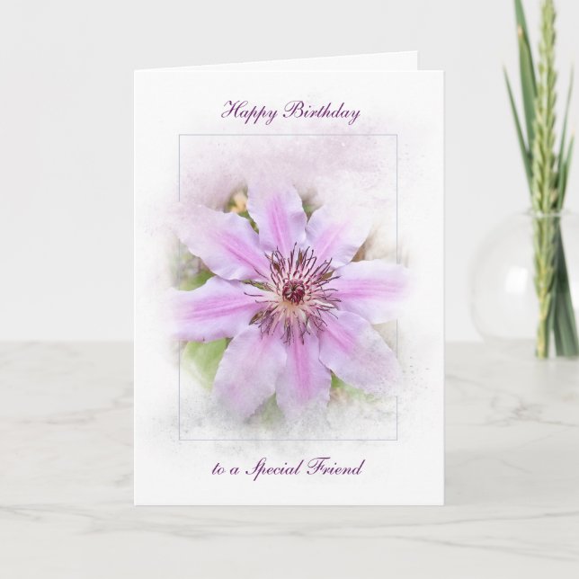 Carte Anniversaire Clematis (Devant)