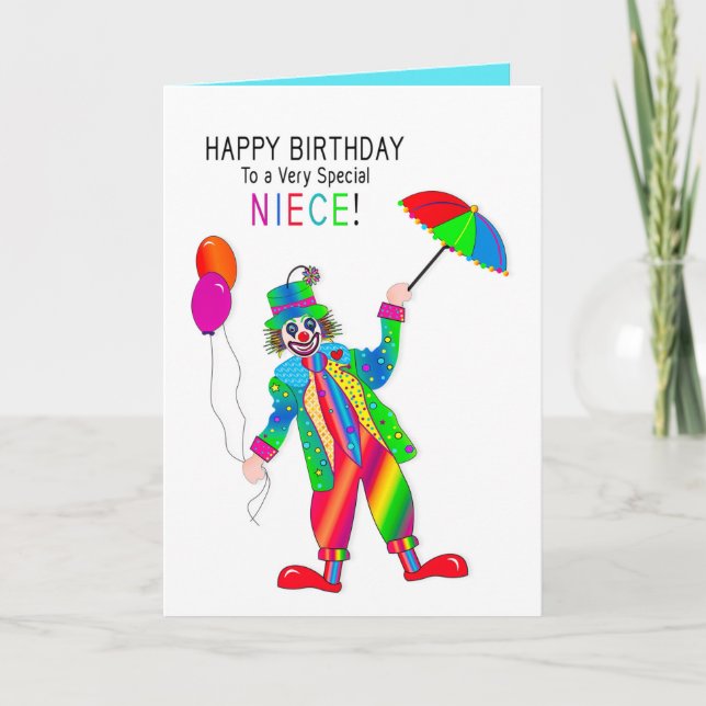 Carte Anniversaire, Clown, Nièce, Collection Kaleidoscop (Devant)