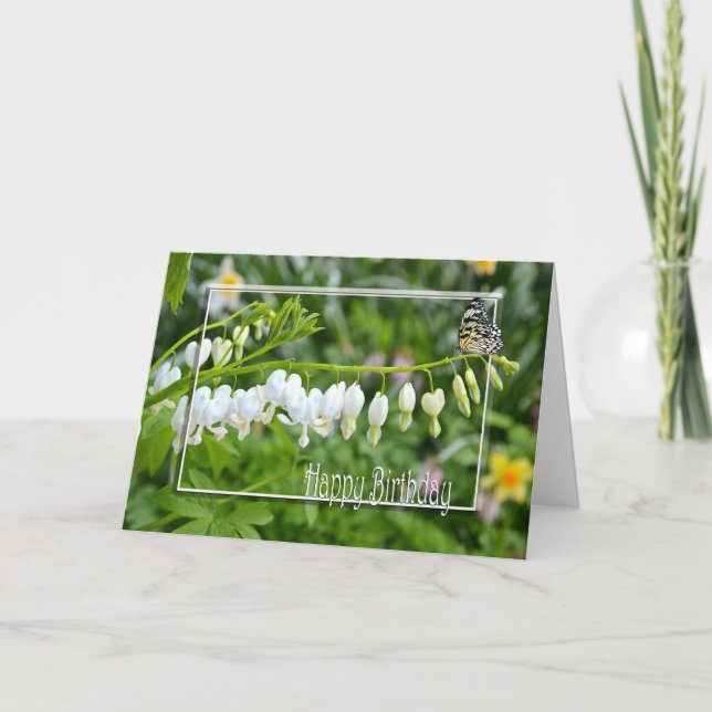 Carte Anniversaire Coeurs floraux blancs (Devant)