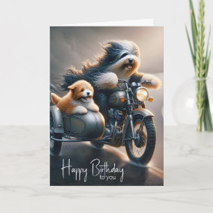 Carte Anniversaire Collie En Moto