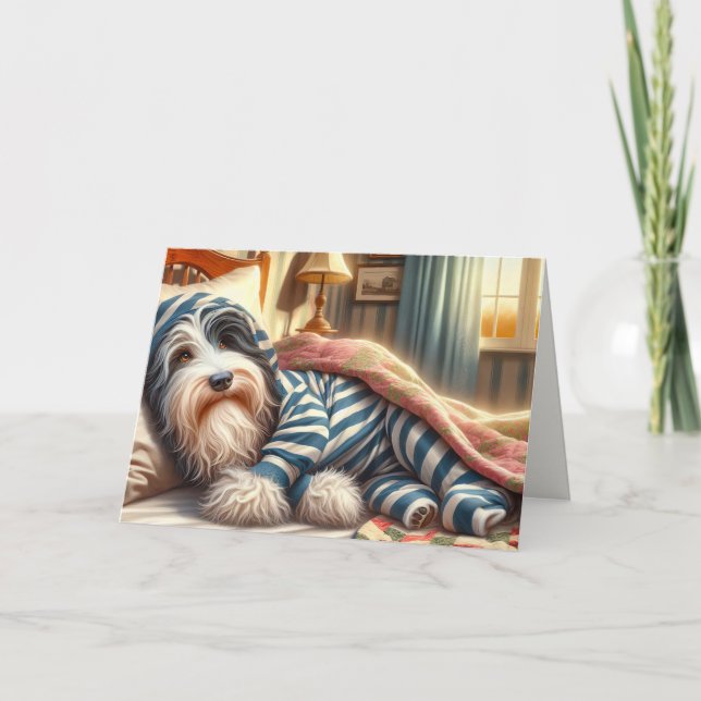 Carte Anniversaire Collie portant un pyjama (Devant)