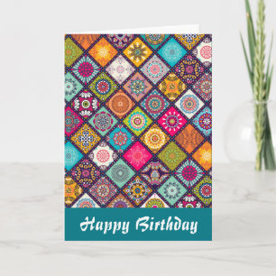 Carte Anniversaire coloré du motif Mandala