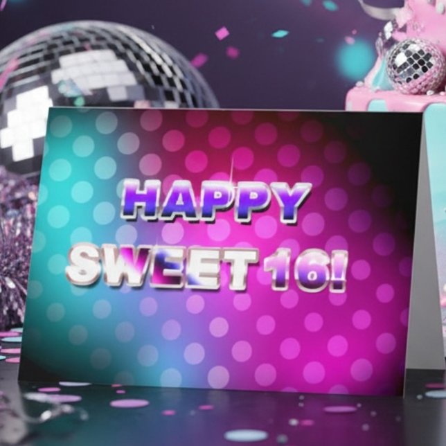 Carte Anniversaire Coloré Rétro Sweet 16 (Créateur téléchargé)