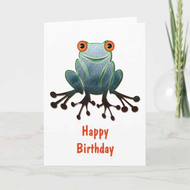 Carte Anniversaire convivial de la grenouille (Devant)