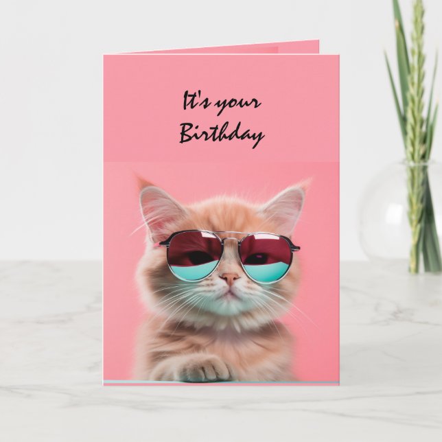 Carte Anniversaire Cool Classy Kitten Chat Humour amusan (Devant)